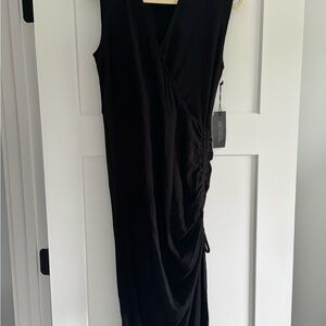 Rachel Zoe Black Ruched Wrap Maxi Dress